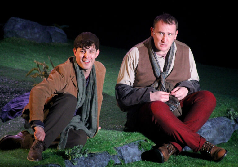 Jorge Donoso & Ethan Paulini in Weathervane Theatre's STONES IN HIS POCKETS. Photo by Carrie Greenberg